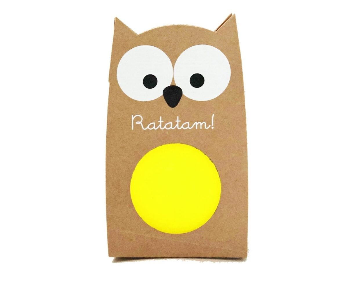 Ratatam - Piłka Mini Kauczukowa Świecąca W Ciemności 6Cm Owl - Yellow