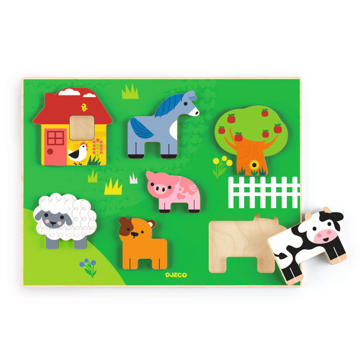 Djeco Drewniane Puzzle Na Farmie Dj01069 Dla Dzieci
