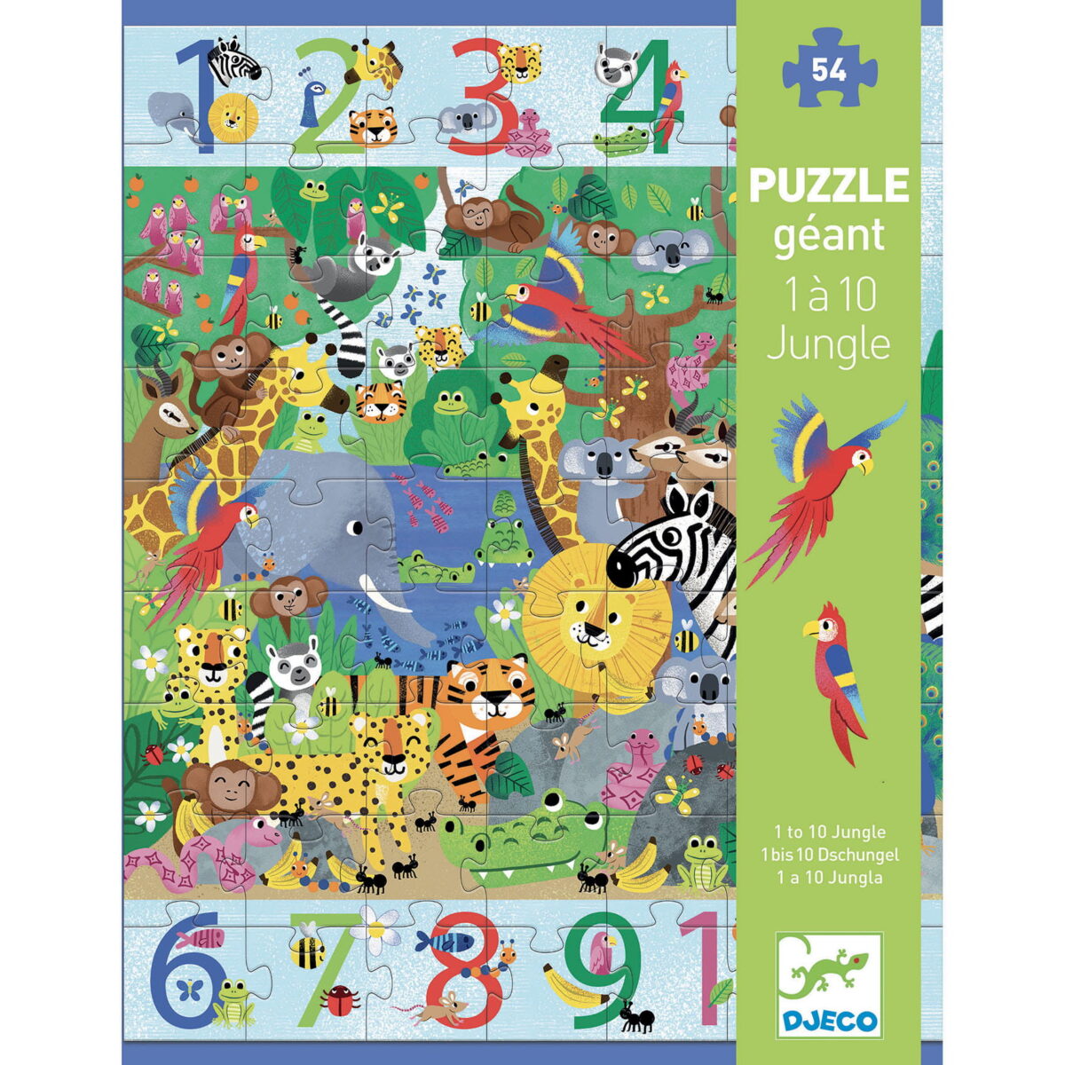 Djeco Puzzle Kartonowe Gigant &Quot;Dżungla 1 Do 10&Quot; Dj07148 Dla Dzieci