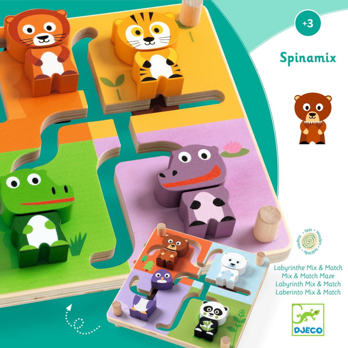 Djeco Drewniany Labirynt Zwierzątka Spinamix Dj01611 Zabawka Dla Dzieci