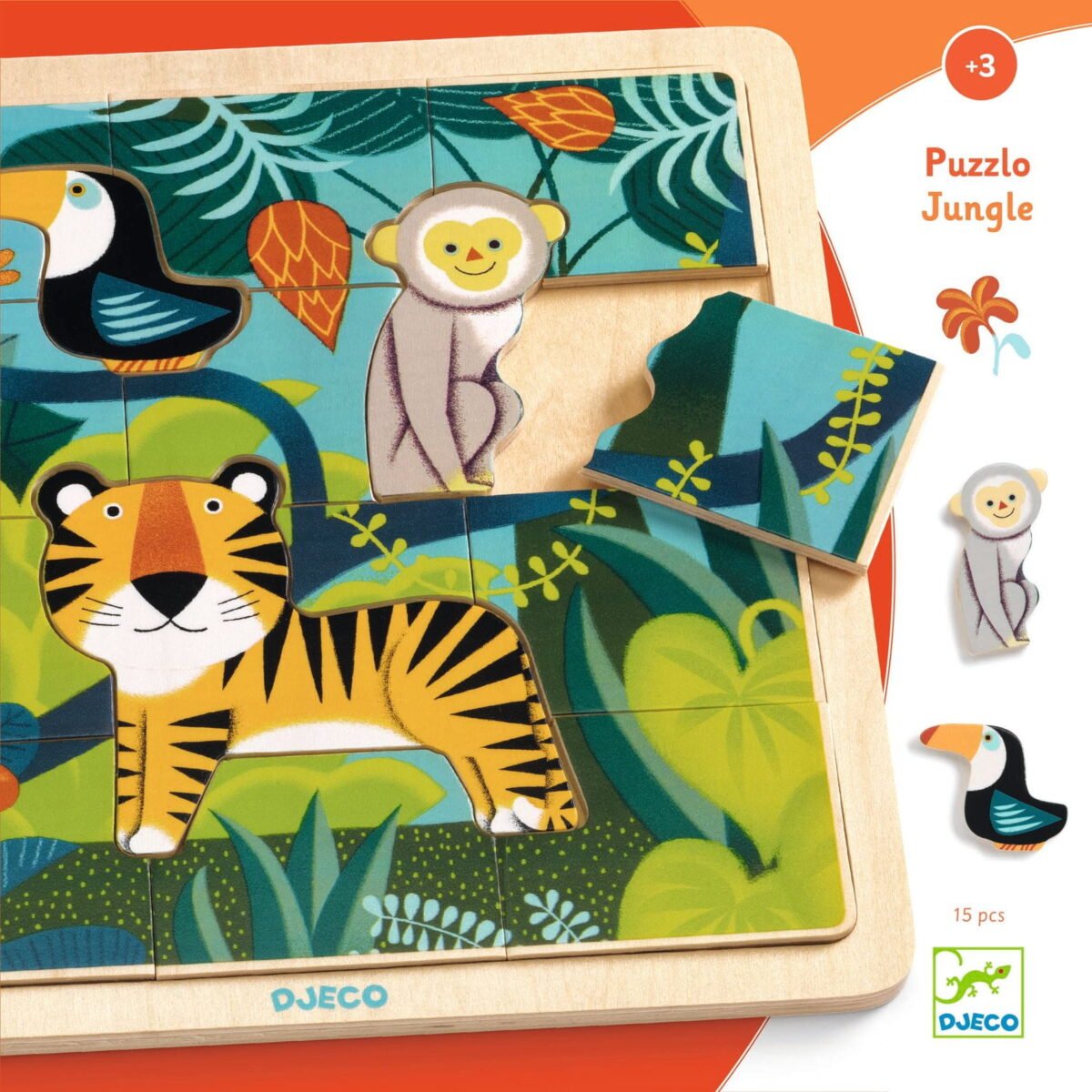 Djeco Edukacyjne Puzzle Drewniane Dżungla Dj01810 - Djeco &Gt; Puzzle &Gt; Drewniane