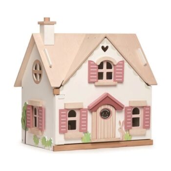 Tender Leaf Toys - drewniany dwupiętrowy domek dla lalek z wyposażeniem 3+
