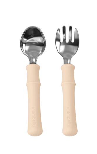 Mombella Metalowe Sztućce dla Dzieci Panda Light Brown P01515 5060666871586