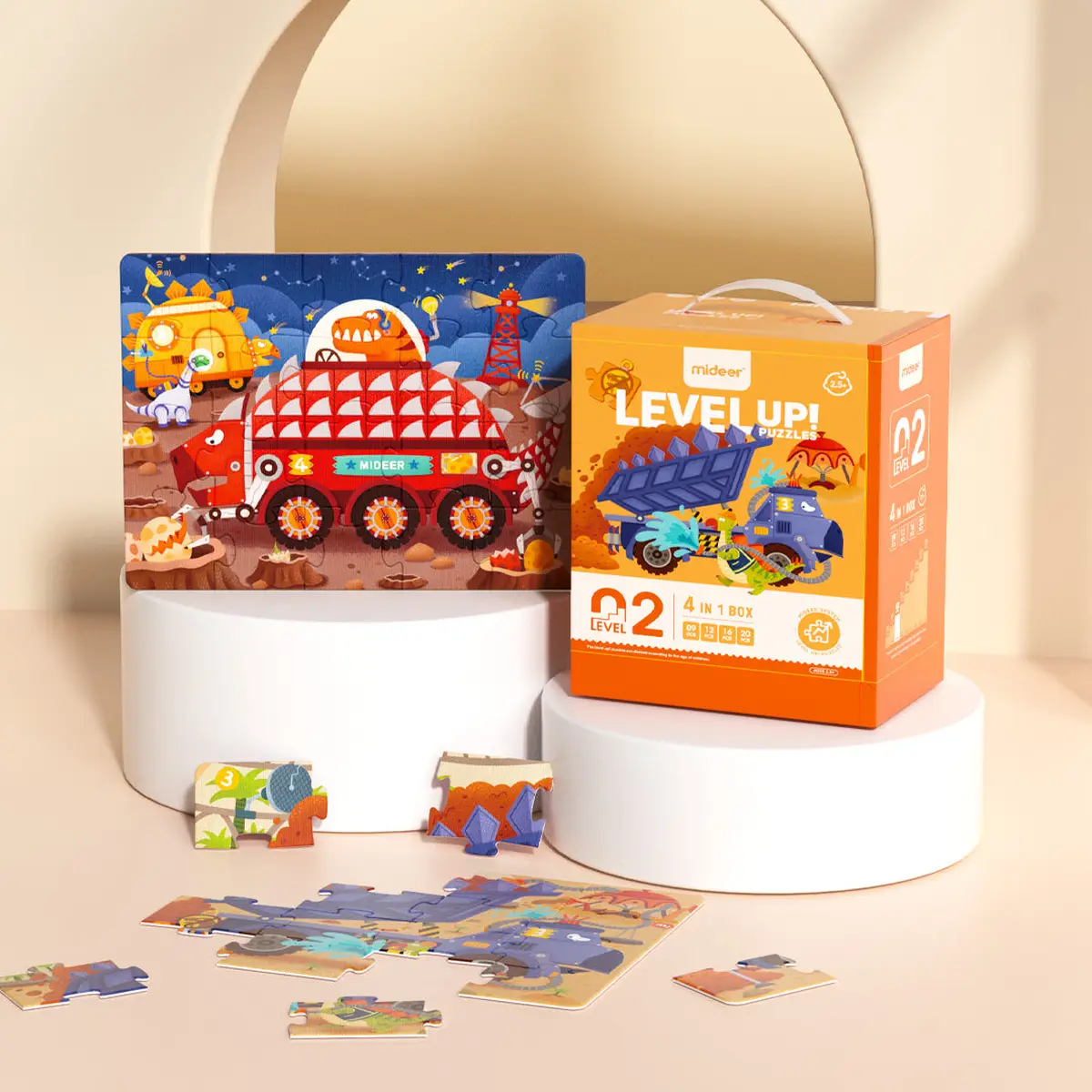 mideer mideer LEVEL UP! Zestaw dziecięcych puzzli dla średnio zaawansowanych - Maszyny