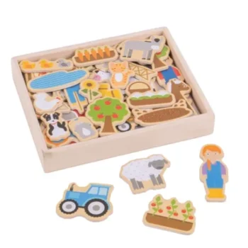 Bigjigs Toys Drewniana układanka magnetyczna Farma