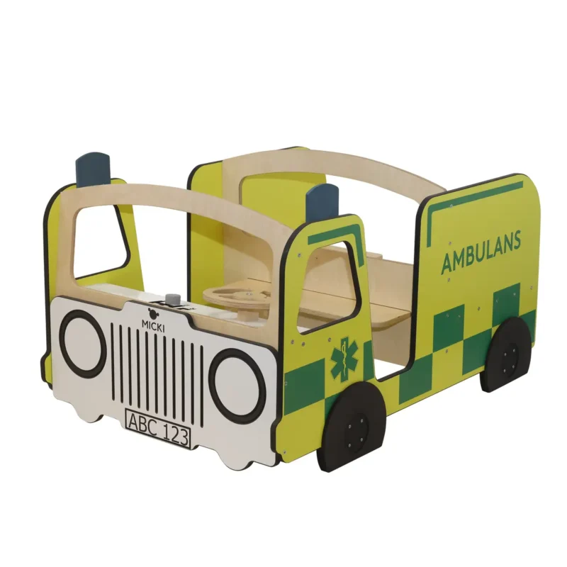 Przedszkola Drewniany ambulans meble dla dzieci wyposażenie auto karetka zabawka Micki