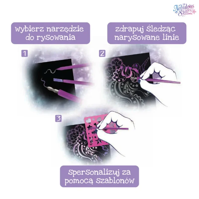 Nebulous Stars Zdrapywanki 5szt. z rysikiem i szablonami Isadora