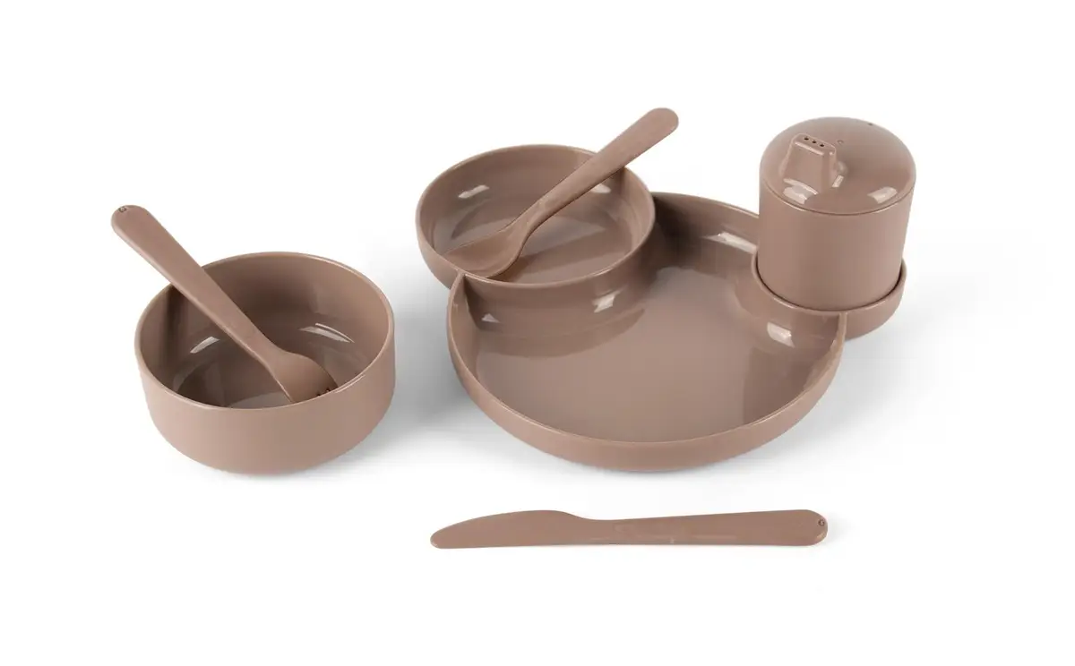 Dantoy TINY BIObased Zestaw naczyń Dinnertime Mokka