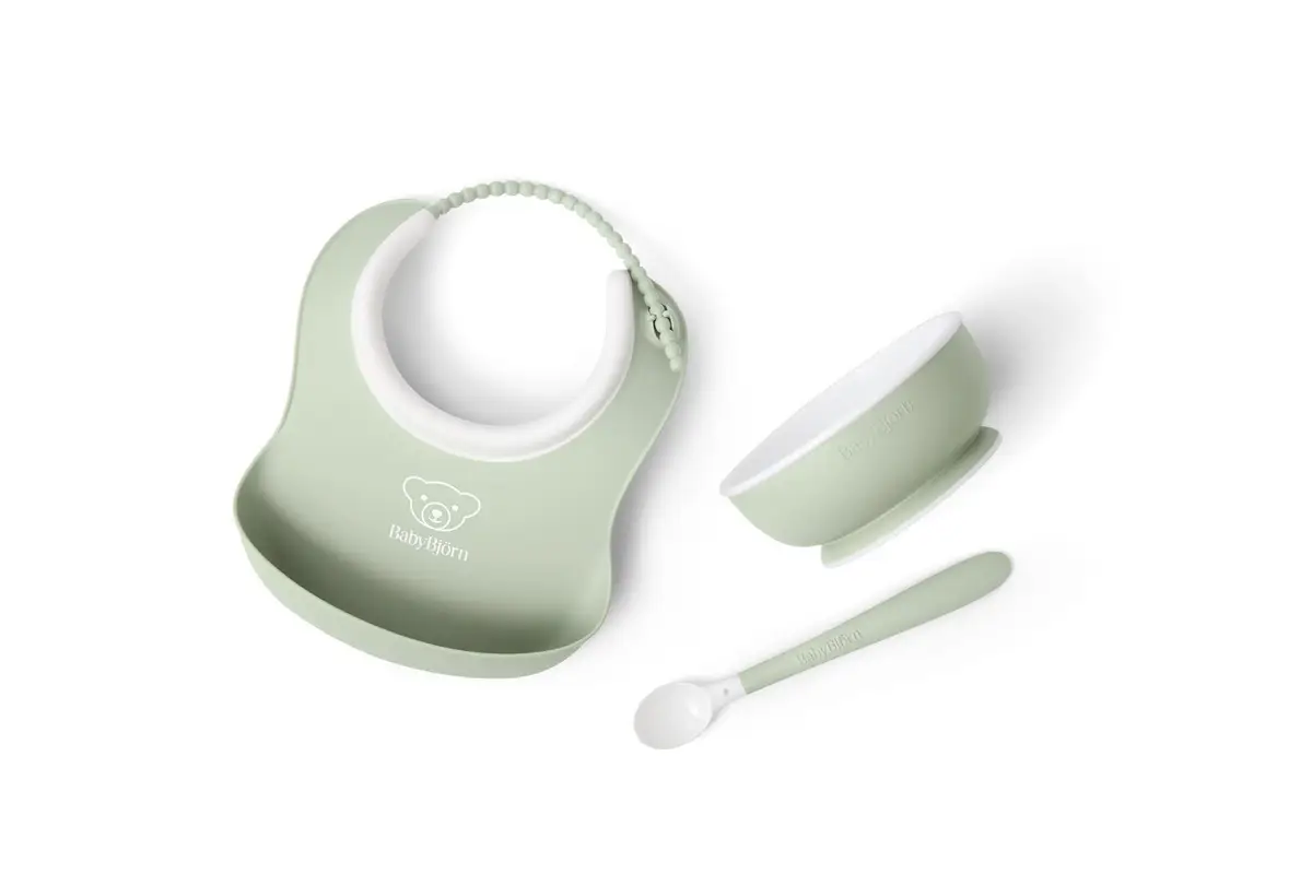 Babybjorn Zestaw do karmienia 3szt. Powder Green